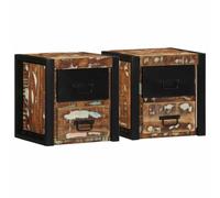 Qnhdfrt Set of 2 Multicolor Wall-Mounted Reclaimed Wood Nightstands