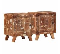 Qnhdfrt Set of 2 Reclaimed Solid Wood Vintage Nightstands