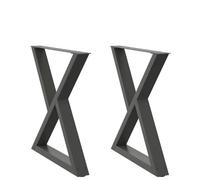 Qnhdfrt Set of 2 Rectangle Steel Table Legs, Anthracite