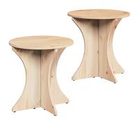 Qnhdfrt Set of 2 Round Solid Pine Wood Nesting Coffee Tables