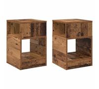 Qnhdfrt Set of 2 Rustic Wood End Tables with Storage Shelf