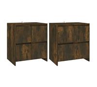 Qnhdfrt Set of 2 Smoked Oak Engineered Wood Sideboard Cabinets