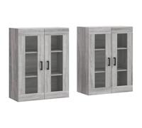 Qnhdfrt Set of 2 Sonoma Gray Glass Wall Cabinets