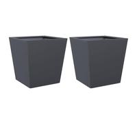 Qnhdfrt Set of 2 Square Steel Garden Planters, 40x40x40 cm, Anthracite
