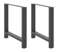 Qnhdfrt Set of 2 Square Steel Table Legs, 31.5 x 28.3 inches, Gray