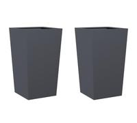 Qnhdfrt Set of 2 Steel Square Planters, Anthracite, 45x45x75 cm | Durable outdoor flower boxes designed for growing vegetables and plants on patios, balconies, and gardens.