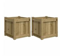 Qnhdfrt Set of 2 Treated Pine Wood 15.7" Square Planter Boxes | These 40x40x40 cm outdoor containers are ideal for growing vegetables, flowers, and herbs on balconies, patios, or decks.