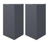 Qnhdfrt Set of 2 Triangular Steel Planters, Anthracite
