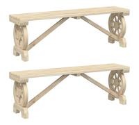 Qnhdfrt Set of 2 Wagon Wheel Garden Benches, Solid Fir Wood