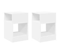 Qnhdfrt Set of 2 White Engineered Wood End Tables with Storage