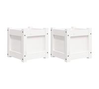 Qnhdfrt Set of 2 White Solid Pine Wood Planter Boxes