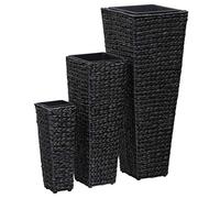 Qnhdfrt Set of 3 Black Water Hyacinth Elevated Planters