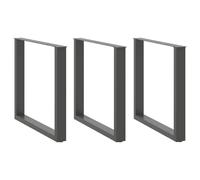 Qnhdfrt Set of 3 U-Shaped Steel Table Legs, Anthracite, 80x72 cm