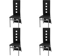 Qnhdfrt Set of 4 Black Faux Leather High Back Dining Chairs