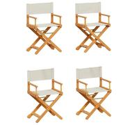 Qnhdfrt Set of 4 Folding Director Chairs, Solid Acacia Wood, Cream White