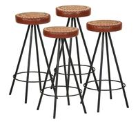 Qnhdfrt Set of 4 Industrial Leather and Canvas Bar Stools