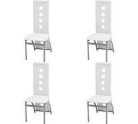 Qnhdfrt Set of 4 White Faux Leather High Back Dining Chairs