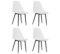 Qnhdfrt Set of 4 White Polypropylene Dining Chairs with Metal Legs