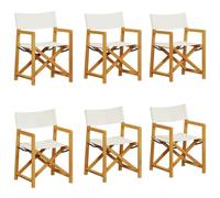 Qnhdfrt Set of 6 Folding Acacia Wood Director Chairs, Cream White