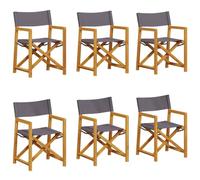 Qnhdfrt Set of 6 Folding Acacia Wood Director Chairs, Dark Gray