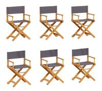 Qnhdfrt Set of 6 Folding Acacia Wood Director's Chairs, Dark Gray