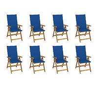 Qnhdfrt Set of 8 Folding Acacia Wood Patio Chairs, Royal Blue