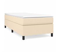 Qnhdfrt Single Box Spring Bed with Mattress, Cream Fabric