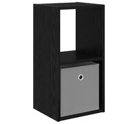 Qnhdfrt Slim Engineered Wood Nightstand with Drawer and Shelf, Black Oak