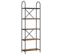 Qnhdfrt Smoked Oak Bookcase, Engineered Wood & Black Steel Frame