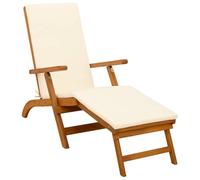 Qnhdfrt Solid Acacia Wood Folding Sun Lounger with Footrest