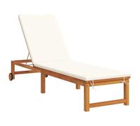 Qnhdfrt Solid Acacia Wood Sun Lounger with Adjustable Backrest