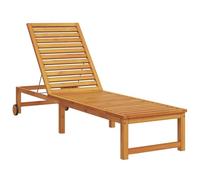 Qnhdfrt Solid Acacia Wood Sun Lounger with Adjustable Backrest, Brown