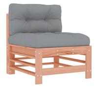 Qnhdfrt Solid Douglas Fir Modular Middle Patio Sofa with Grey Cushions