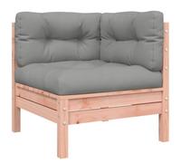 Qnhdfrt Solid Douglas Fir Wood Outdoor Corner Sofa with Grey Cushions