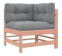 Qnhdfrt Solid Douglas Fir Wood Outdoor Corner Sofa with Grey Cushions