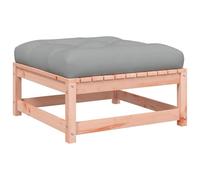 Qnhdfrt Solid Douglas Fir Wood Outdoor Ottoman with Cushion, Grey
