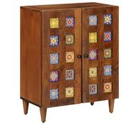 Qnhdfrt Solid Mango Wood Sideboard Cabinet, Walnut, 60x33x75 cm
