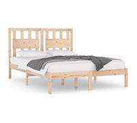 Qnhdfrt Solid Pine Bed Frame 160x200 cm with Headboard & Slats, Natural
