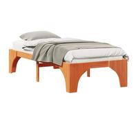 Qnhdfrt Solid Pine Single Bed Frame 75x190cm with Slats, Brown