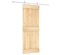 Qnhdfrt Solid Pine Sliding Barn Door Kit, White & Natural, 80x210 cm