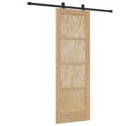 Qnhdfrt Solid Pine Sliding Barn Door with 183cm Black Steel Rail