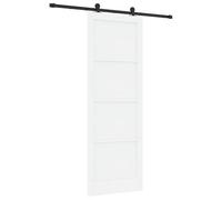 Qnhdfrt Solid Pine Sliding Barn Door with 183cm Rail, Black & White