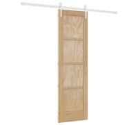 Qnhdfrt Solid Pine Sliding Barn Door with 200cm Black Rail, Natural & White