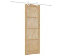 Qnhdfrt Solid Pine Sliding Barn Door with 6.6ft Rail, Natural & White