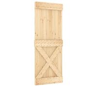 Qnhdfrt Solid Pine Sliding Barn Door with Black Steel Rail