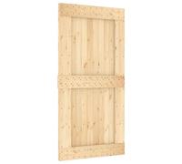 Qnhdfrt Solid Pine Sliding Barn Door with Black Track, 39x83 | Includes a 7ft hardware kit in Narvik style, ideal for space-saving room partition in bedrooms or offices.
