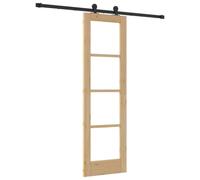 Qnhdfrt Solid Pine & Tempered Glass Sliding Barn Door, 24x78 inch