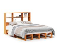 Qnhdfrt Solid Pine Wood Bookcase Bed Frame 120x190 cm, Brown