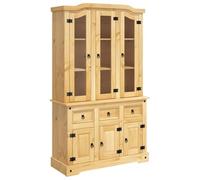 Qnhdfrt Solid Pine Wood Buffet Hutch, 3-Drawer & 6-Door, Brown