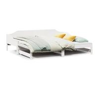 Qnhdfrt Solid Pine Wood Daybed with Pull-Out Trundle, White, 90x190cm
